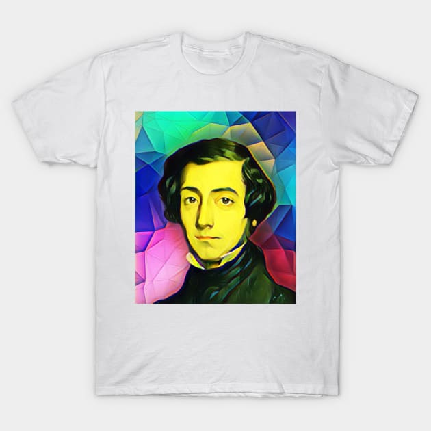 Alexis de Tocqueville Colourful Portrait | Alexis de Tocqueville Artwork 7 T-Shirt by JustLit